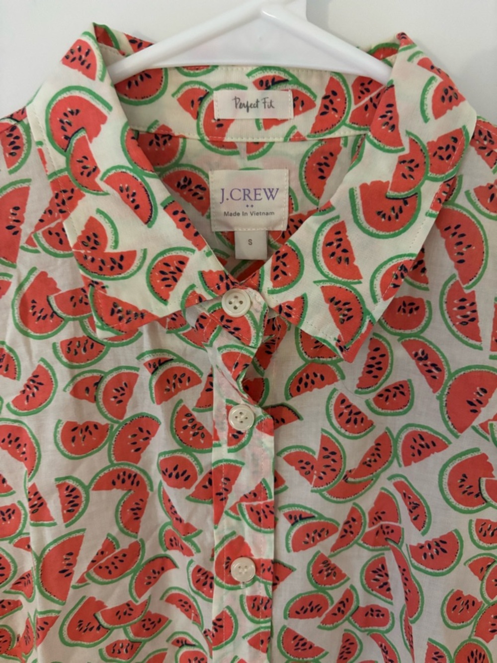 J.Crew Perfect Fit Watermelon Button-Down Top S - Picture 3 of 4